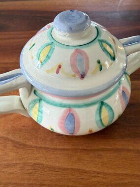 Vietri Sugar bowl with Lid Vintage Circa 1980's Pattern Colore